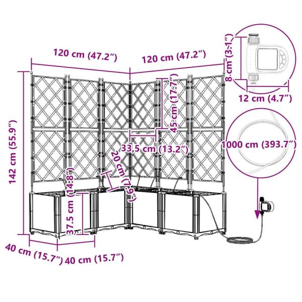 Градинска саксия 5 pcs Кафяво 120 x 120 x 142 см Пластмаса