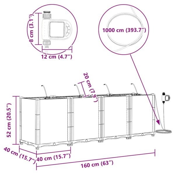 Градинска саксия 4 pcs Кафяво 160 x 40 x 52 см Пластмаса