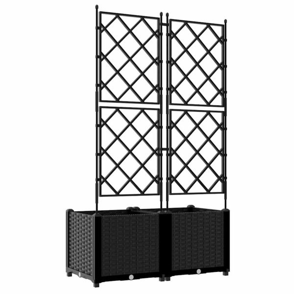 Градинска саксия 2 pcs Черен 80 x 40 x 143 см Пластмаса