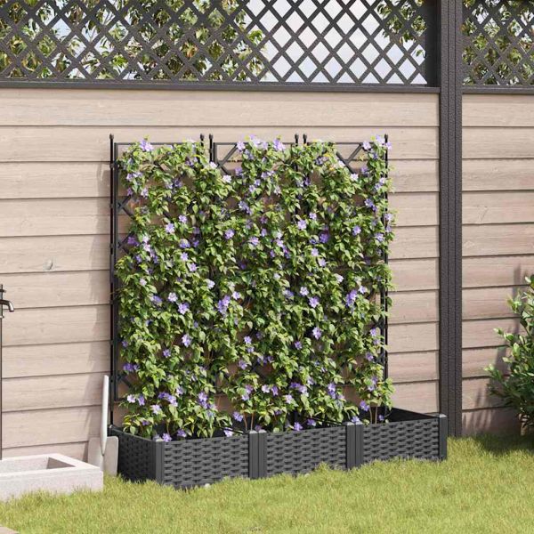 Градинска саксия 3 pcs Черен 120 x 40 x 125,5 см Пластмаса