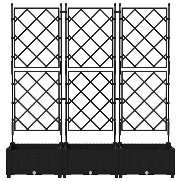 Градинска саксия 3 pcs Черен 120 x 40 x 125,5 см Пластмаса