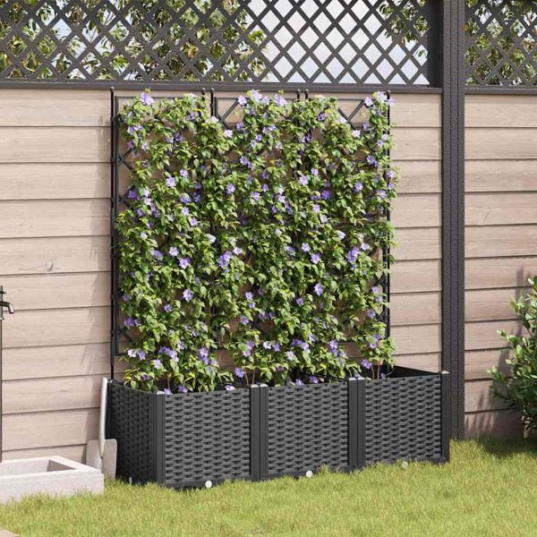 Градинска саксия 3 pcs Черен 120 x 40 x 143 см Пластмаса
