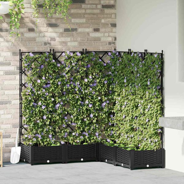 Градинска саксия 5 pcs Черен 120 x 120 x 125,5 см Пластмаса