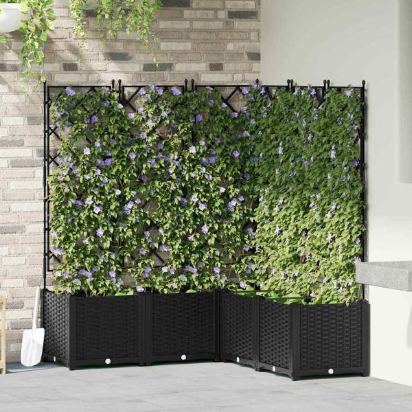 Градинска саксия 5 pcs Черен 120 x 120 x 143 см Пластмаса