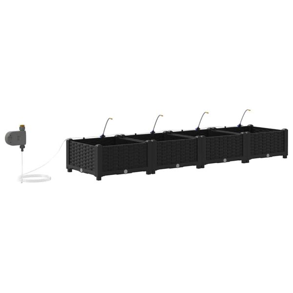 Градинска саксия 4 pcs Черен 160 x 40 x 22 см Пластмаса