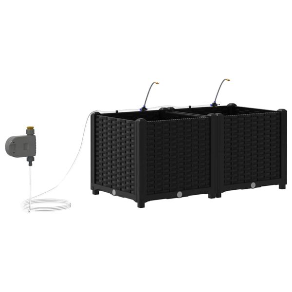 Градинска саксия 2 pcs Черен 80 x 40 x 37,5 см Пластмаса