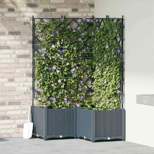 Градинска саксия 3 pcs Светло сиво 80 x 80 x 143 см Пластмаса