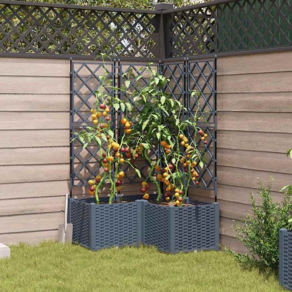 Градинска саксия 3 pcs Светло сиво 80 x 80 x 143 см Пластмаса