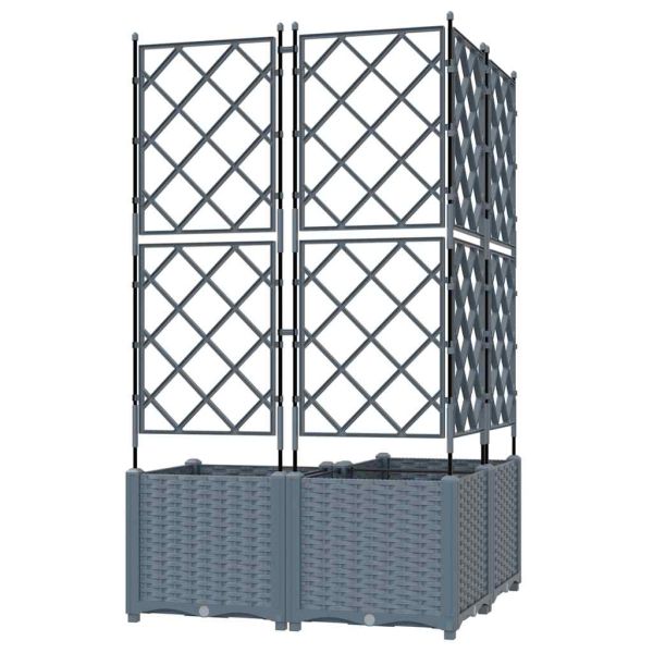 Градинска саксия 3 pcs Светло сиво 80 x 80 x 143 см Пластмаса