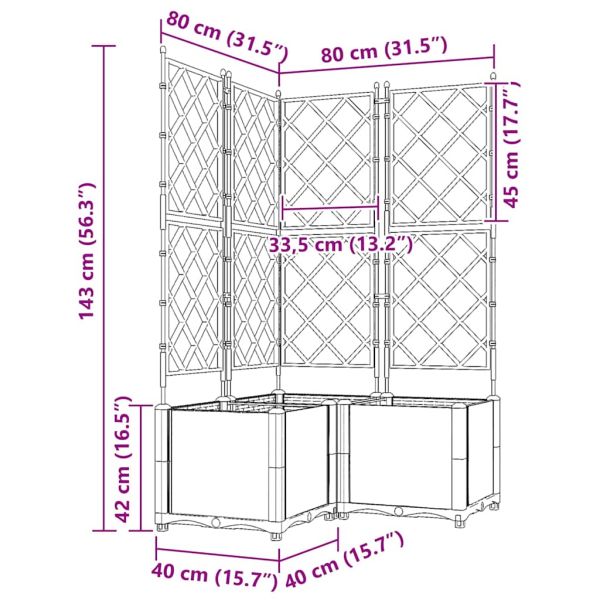 Градинска саксия 3 pcs Светло сиво 80 x 80 x 143 см Пластмаса