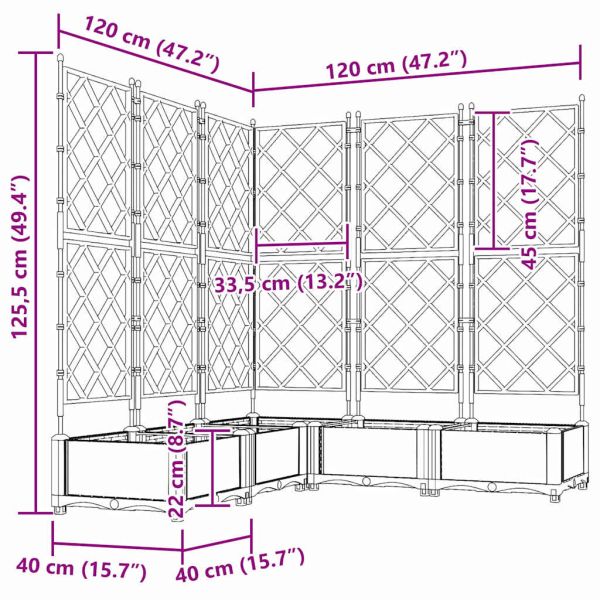 Градинска саксия 5 pcs Светло сиво 120 x 120 x 125,5 см
