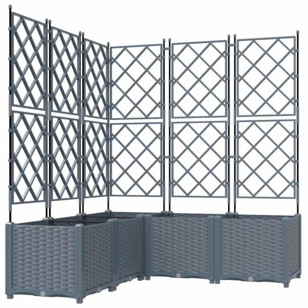 Градинска саксия 5 pcs Светло сиво 120 x 120 x 143 см Пластмаса