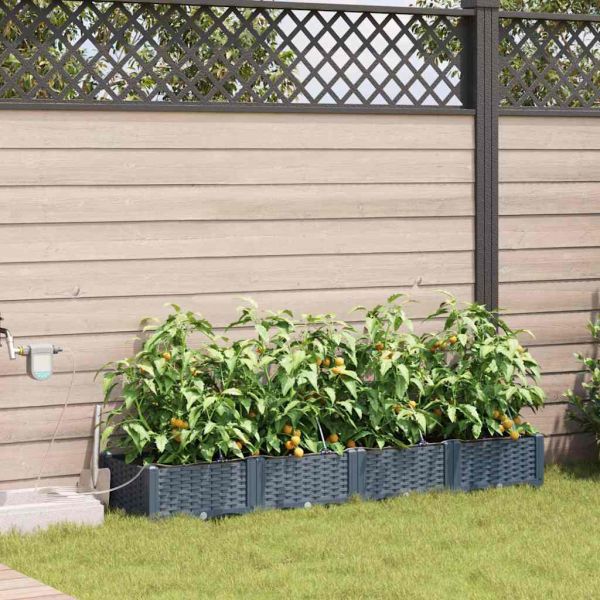 Градинска саксия 4 pcs Светло сиво 160 x 40 x 22 см Пластмаса