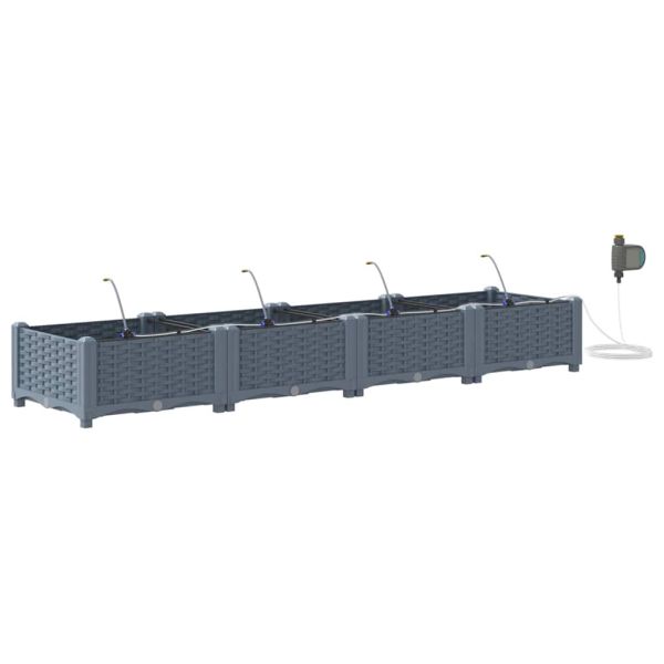 Градинска саксия 4 pcs Светло сиво 160 x 40 x 22 см Пластмаса