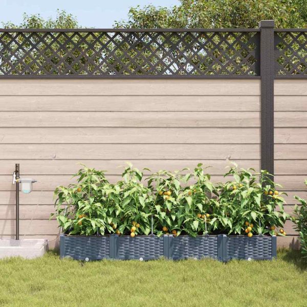 Градинска саксия 4 pcs Светло сиво 160 x 40 x 22 см Пластмаса