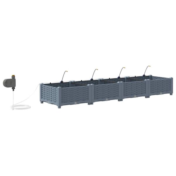 Градинска саксия 4 pcs Светло сиво 160 x 40 x 22 см Пластмаса