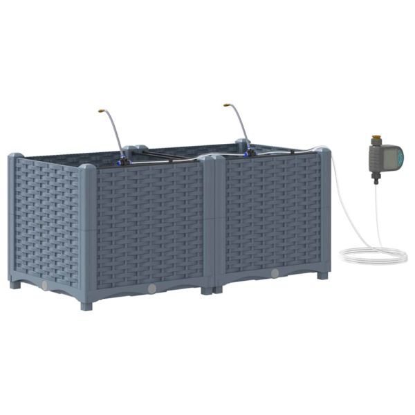 Градинска саксия 2 pcs Светло сиво 80 x 40 x 37,5 см Пластмаса