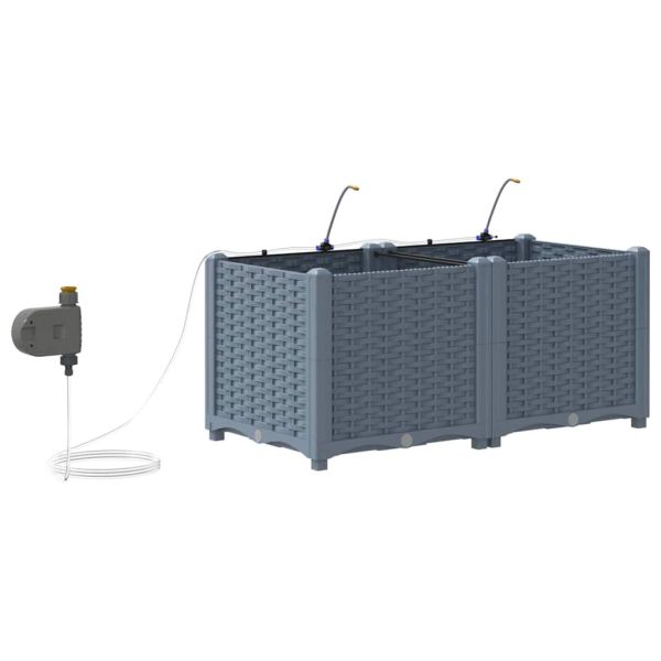 Градинска саксия 2 pcs Светло сиво 80 x 40 x 37,5 см Пластмаса