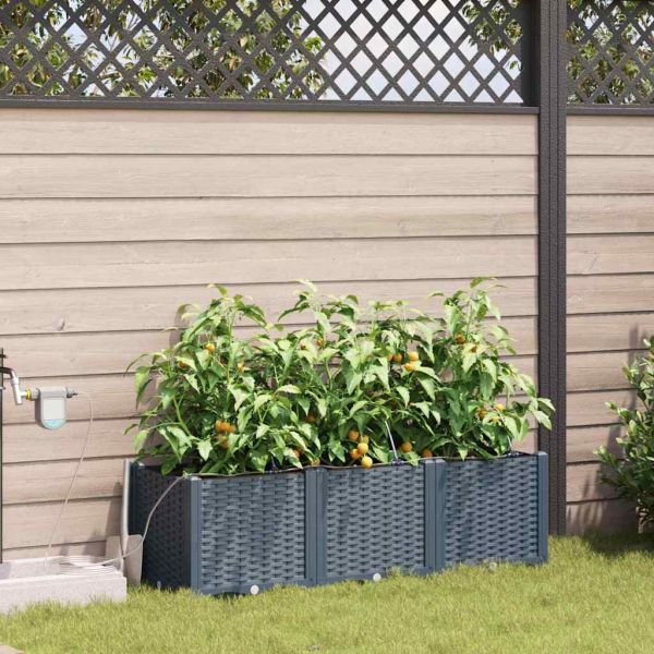 Градинска саксия 3 pcs Светло сиво 120 x 40 x 37,5 см Пластмаса