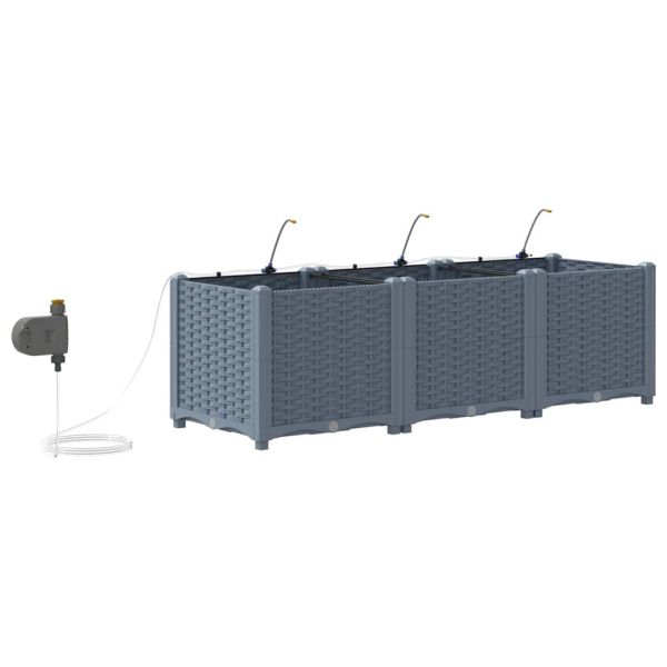 Градинска саксия 3 pcs Светло сиво 120 x 40 x 37,5 см Пластмаса