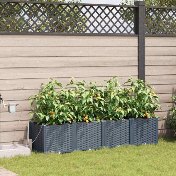 Градинска саксия 4 pcs Светло сиво 160 x 40 x 37,5 см Пластмаса