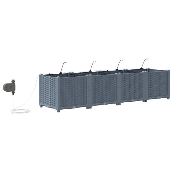 Градинска саксия 4 pcs Светло сиво 160 x 40 x 37,5 см Пластмаса