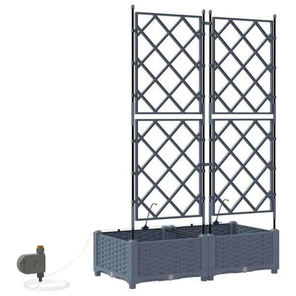 Градинска саксия 2 pcs Светло сиво 80 x 40 x 126 см Пластмаса