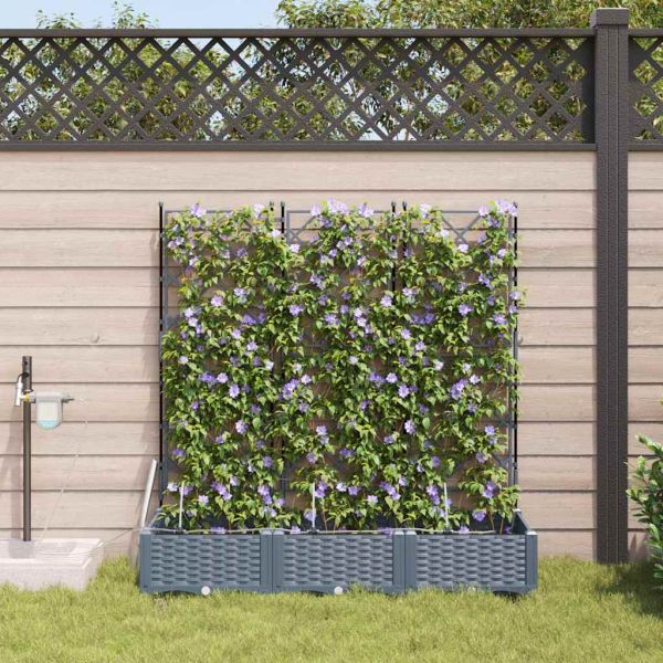 Градинска саксия 3 pcs Светло сиво 120 x 40 x 126 см Пластмаса