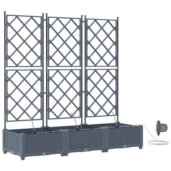 Градинска саксия 3 pcs Светло сиво 120 x 40 x 126 см Пластмаса
