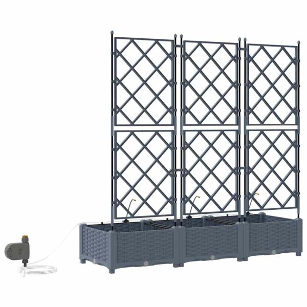 Градинска саксия 3 pcs Светло сиво 120 x 40 x 126 см Пластмаса