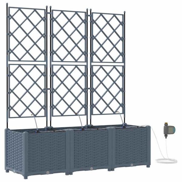 Градинска саксия 3 pcs Светло сиво 120 x 40 x 142 cm Пластмаса