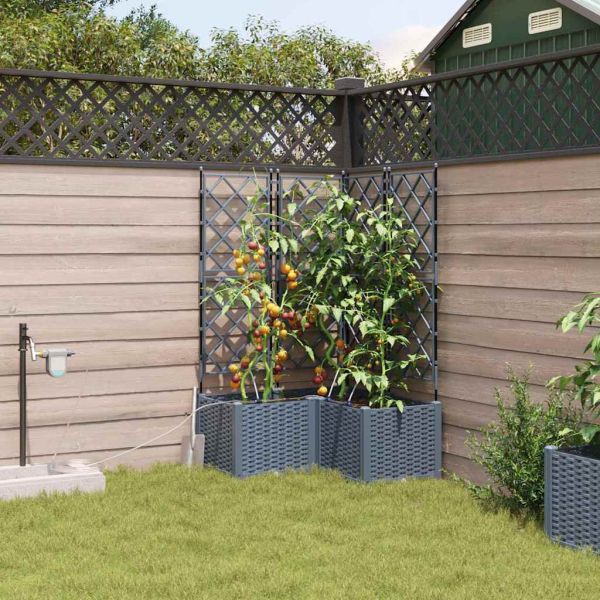 Градинска саксия 3 pcs Светло сиво 80 x 80 x 142 см Пластмаса