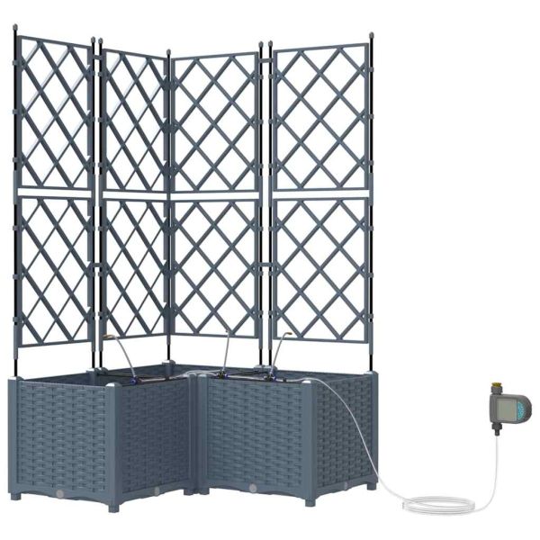Градинска саксия 3 pcs Светло сиво 80 x 80 x 142 см Пластмаса