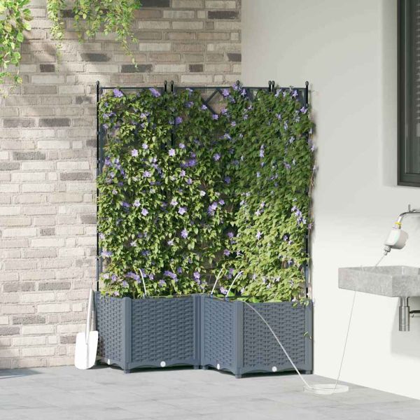 Градинска саксия 3 pcs Светло сиво 80 x 80 x 142 см Пластмаса