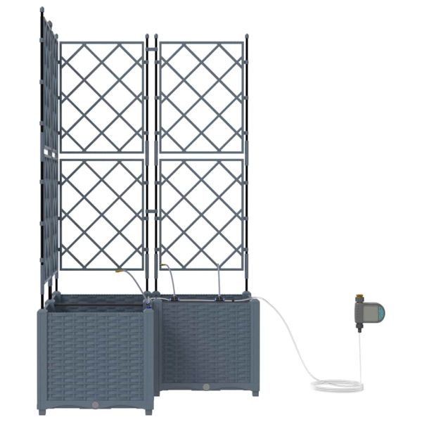 Градинска саксия 3 pcs Светло сиво 80 x 80 x 142 см Пластмаса