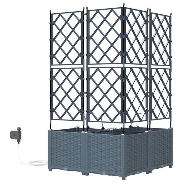 Градинска саксия 3 pcs Светло сиво 80 x 80 x 142 см Пластмаса