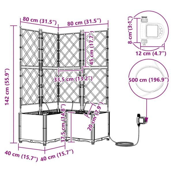 Градинска саксия 3 pcs Светло сиво 80 x 80 x 142 см Пластмаса