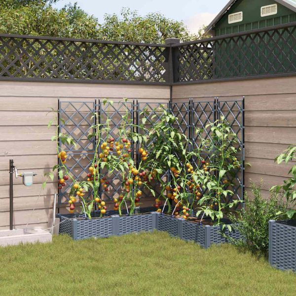 Градинска саксия 5 pcs Светло сиво 120 x 120 x 126 см Пластмаса