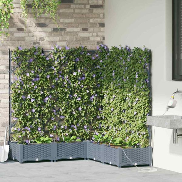 Градинска саксия 5 pcs Светло сиво 120 x 120 x 126 см Пластмаса