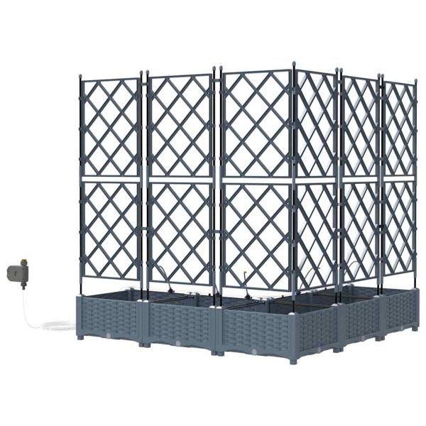 Градинска саксия 5 pcs Светло сиво 120 x 120 x 126 см Пластмаса