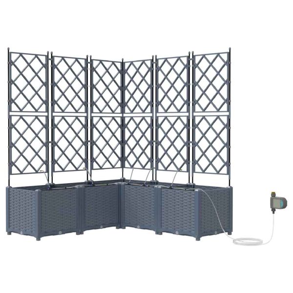 Градинска саксия 5 pcs Светло сиво 120 x 120 x 142 см Пластмаса