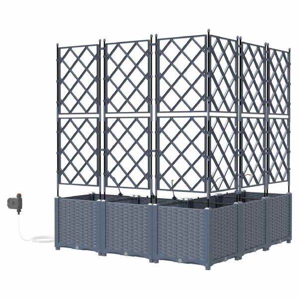 Градинска саксия 5 pcs Светло сиво 120 x 120 x 142 см Пластмаса