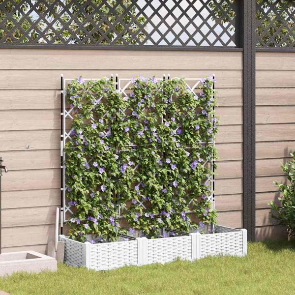 Градинска саксия 3 pcs Бял 120 x 40 x 125,5 см Пластмаса