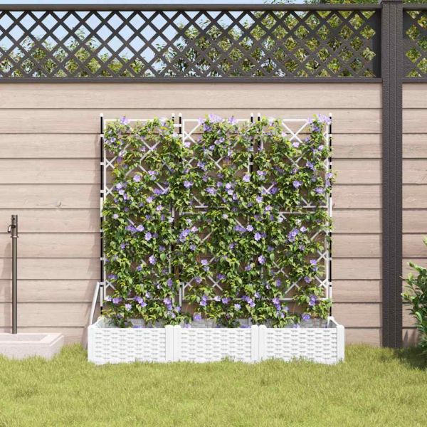 Градинска саксия 3 pcs Бял 120 x 40 x 125,5 см Пластмаса