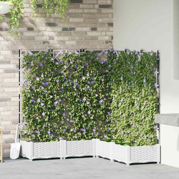 Градинска саксия 5 pcs Бял 120 x 120 x 125,5 см Пластмаса