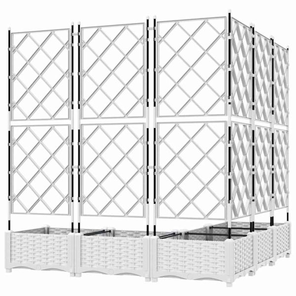 Градинска саксия 5 pcs Бял 120 x 120 x 125,5 см Пластмаса