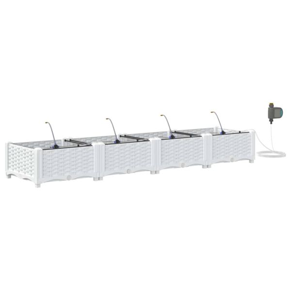 Градинска саксия 4 pcs Бял 160 x 40 x 22 см Пластмаса