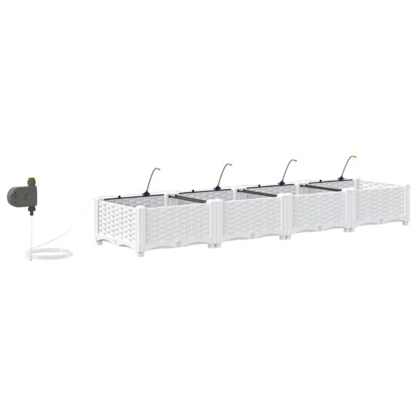 Градинска саксия 4 pcs Бял 160 x 40 x 22 см Пластмаса