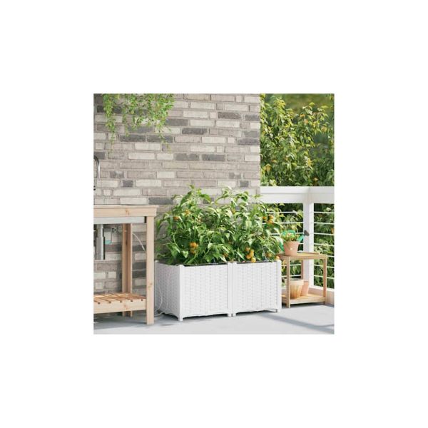 Градинска саксия 2 pcs Бял 80 x 40 x 37,5 см Пластмаса