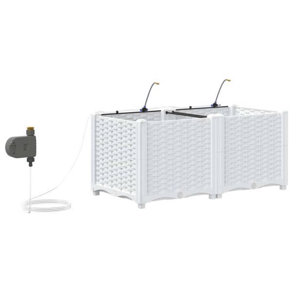 Градинска саксия 2 pcs Бял 80 x 40 x 37,5 см Пластмаса